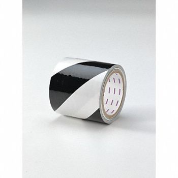 GRAINGER APPROVED E7742 Floor Tape Black/White 4 inx54 ft Roll, 8PD82