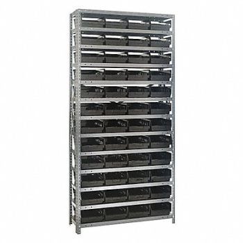QUANTUM STORAGE SYSTEMS E1508 Bin Shlvng 12inx75inx36in Black, 8PGY0
