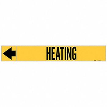 BRADY Pipe Marker Heating 1 in H 8 in W, 8PJU3