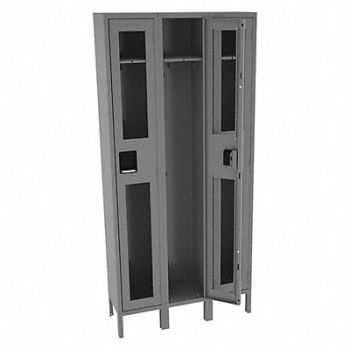 TENNSCO Wrdrb Lockr Clearview 3 Wide 1 Tier Gray, 8PN54