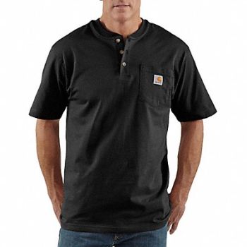 CARHARTT Short Sleeve Henley Black 4XL, 9MVY7