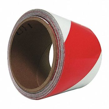 GRAINGER APPROVED Floor Tape Red/White 3 inx30 ft Roll, 8REL7