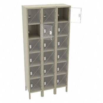TENNSCO Box Locker Clearview 3 Wide 6 Tier Sand, 8RN07