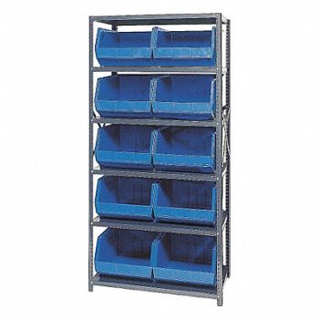 QUANTUM STORAGE SYSTEMS E1504 Bin Shlvng 18inx75inx36in Blue, 8RRH1