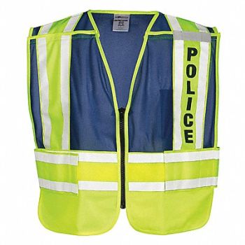 GRAINGER APPROVED Safety Vest Blue Police M/XL, 8RY39