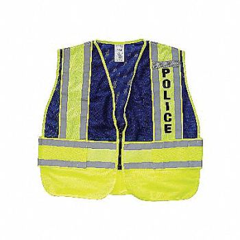 GRAINGER APPROVED Safety Vest Blue Police 2XL, 8FCU9