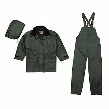 VIKING Rain Suit w/Jacket/Bib Unrated Green 3XL, 9UEZ3