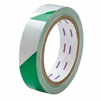 GRAINGER APPROVED E0415 Floor Tape Green/White 1 inx54 ft Roll, 8TME4