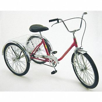 GRAINGER APPROVED Tricycle Wire Basket 24 In Wheel Orange, 9JA07