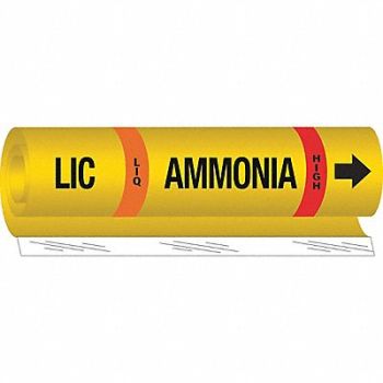 BRADY Pipe Marker Ammonia 9 in H 8 in W, 9F720
