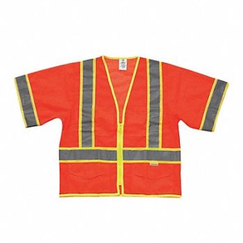 KISHIGO High Visibility Vest Class 3 3XL Orange, 9CW65