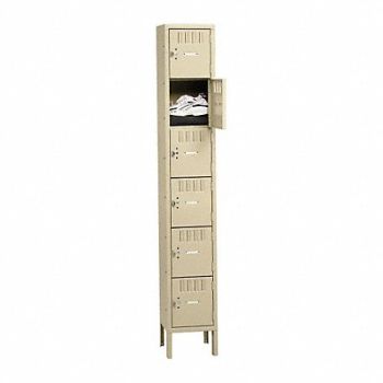 TENNSCO Box Locker Louvered 1 Wide 6 Tier Sand, 8VU91