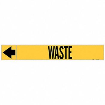 BRADY Pipe Marker Waste 2 in H 12 in W, 8VX86