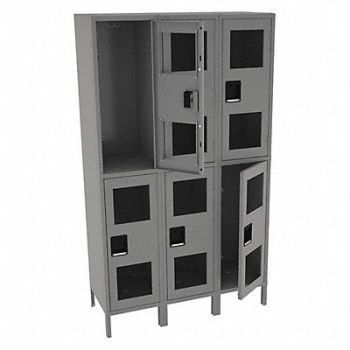 TENNSCO Wrdrb Lockr Clearview 3 Wide 2 Tier Gray, 8VXG2