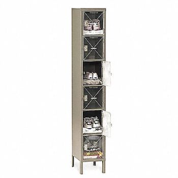 TENNSCO Box Lockr Ventilated 1 Wide 6 Tier Sand, 9UEA0