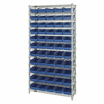 QUANTUM STORAGE SYSTEMS E3958 Bin Shlvng 18inx74inx36in Blue, 8WAC9