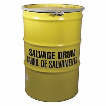 GRAINGER APPROVED Salvage Drum Black and Yellow 18ga 1.2mm, 8WXN6