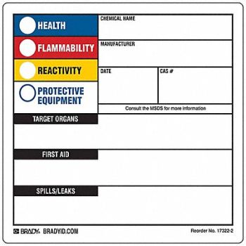 BRADY HMIG Label 6 in H 6 in W PK250, 8WY62