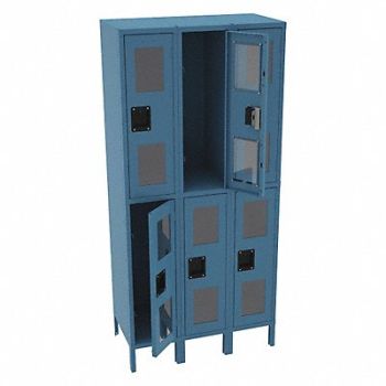 TENNSCO Wrdrb Lockr Clearview 3 Wide 2 Tier Blue, 8XEJ7