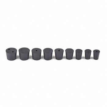 GRAINGER APPROVED Stopper Assortment Black Natural Rubber, 8XEK7