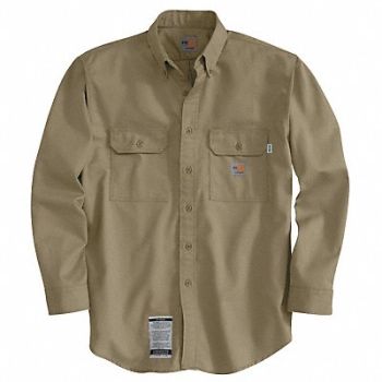 CARHARTT E6404 FR Long Sleeve Shirt Khaki 4XLT Button, 9KNK8