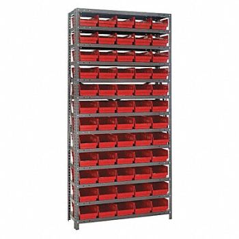 QUANTUM STORAGE SYSTEMS E1516 Bin Shlvng 18inx75inx36in Red, 8Y469