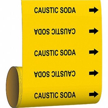 BRADY Pipe Marker Caustic Soda 8 in H 8 in W, 9F749