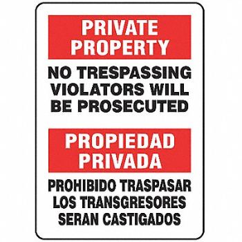 ACCUFORM Spanish-Bilingual Private Property Sign, 773D84