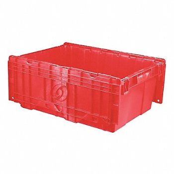 ORBIS H6168 Attached Lid Container Red Solid HDPE, 8ZCP2