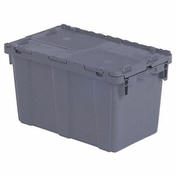 ORBIS E3358 Attached Lid Container Gray Solid HDPE, 8ZCP3