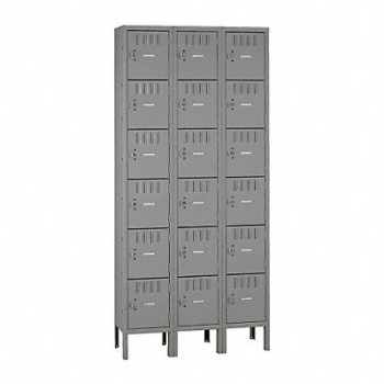 TENNSCO Box Locker Louvered 3 Wide 6 Tier Gray, 8ZDC1