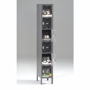 TENNSCO Box Locker Clearview 1 Wide 6 Tier Gray, 8ZEF7