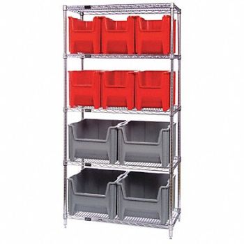 QUANTUM STORAGE SYSTEMS F1593 Bin Shlvng 18inx74inx36in Blue, 8ZKT2