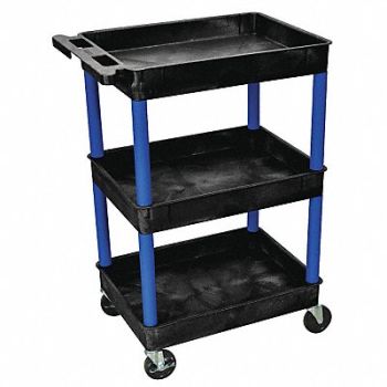 GRAINGER APPROVED Utility Cart 300 lb Load Cap. 3 Shelves, 8ZRY7