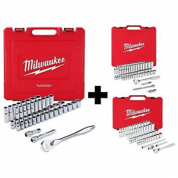 MILWAUKEE Rachet 47pc 1/2 3/8 56pc 1/4 50pc, 383YE3