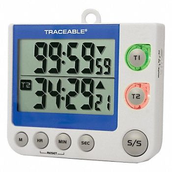 TRACEABLE LED Flash Big Digit 2-Channel Timer, 6KED8