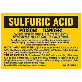 BRADY Chemical Label 2-7/8 in W PK25, 9AD16