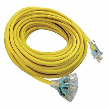 GRAINGER APPROVED Ltd Ext Crd 100ft 12Ga 15A SJTW Yel, 9AD35