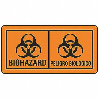 BRADY Bilingual Biohazard Label 2inx4in PK100, 9ADE3