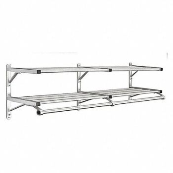 GLARO Coat Rack 2 Shelves 72 In W Satin Alum, 9AEM4