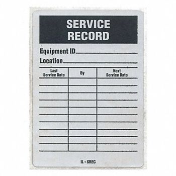 SEE ALL INDUSTRIES Svce Rcd Label 4-1/4 x3 Bk/Silver PK25, 9AFC6