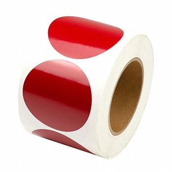 GRAINGER APPROVED Floor Tape Red 3 inx3 in Circle PK500, 9AG03
