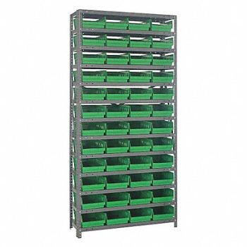 QUANTUM STORAGE SYSTEMS E1508 Bin Shlvng 12inx75inx36in Green, 9CCN2