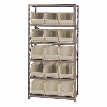 QUANTUM STORAGE SYSTEMS E1502 Bin Shlvng 18inx75inx36in Ivory, 9CCP3