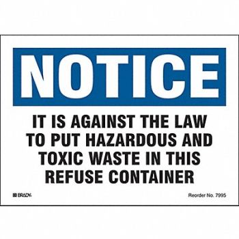 BRADY DOT Handling Label Waste 7 Label W PK10, 9CFD4