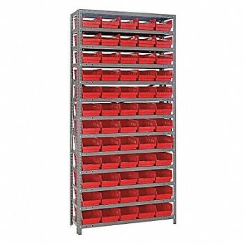 QUANTUM STORAGE SYSTEMS E1507 Bin Shlvng 12inx75inx36in Red, 9CWY3