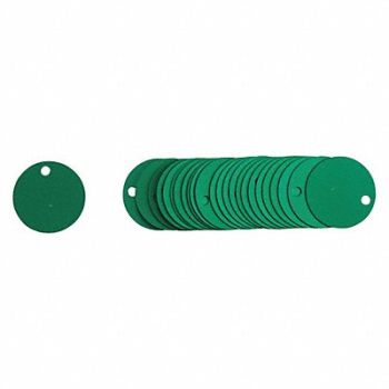 BRADY Blank Tag Aluminum 1 1/2in W Green PK25, 9WUU1