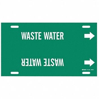 BRADY Pipe Marker Waste Water 10 in H 32 in W, 9DTW4