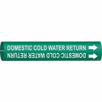 BRADY Pipe Marker Domestic Cold Water Return, 9DTW9