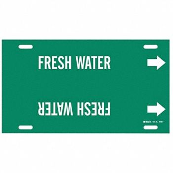 BRADY Pipe Marker Fresh Water 8 in H 16 in W, 9DTX0